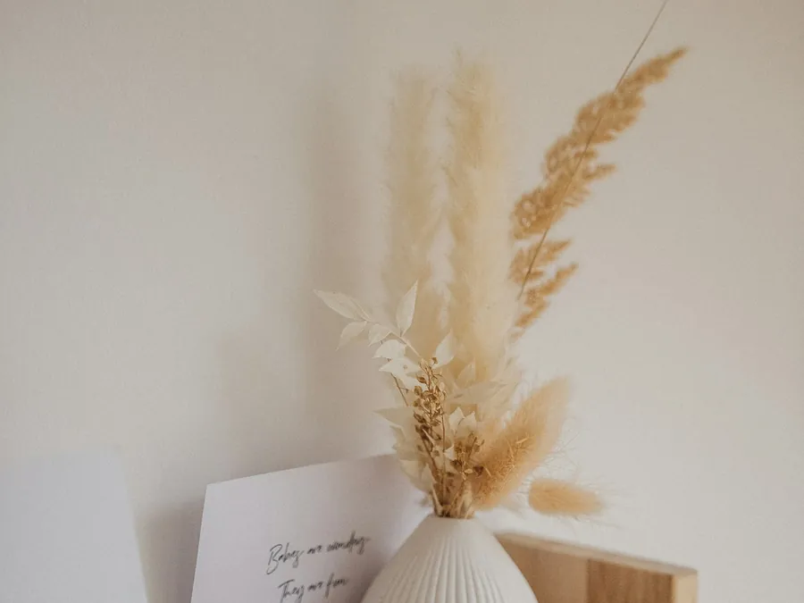 Home decor: ceramic vase, bowls and candle