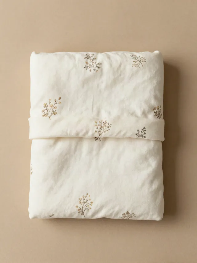 Stack of folded muslin swaddles